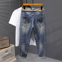 Plus Size Men's Retro Stretched Thin Jeans
