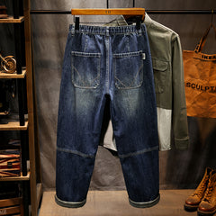 Gerade, lockere, elastische Jeans für Herren in Übergröße, Baggy-Stretch-Jeans, Jeans mit elastischem Bund