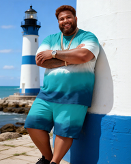 Men's Simple Vacation Big and Tall Size T-Shirt & Shorts
