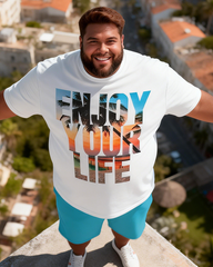 Men's Simple Vacation Big and Tall Size T-Shirt & Shorts