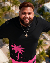 Men's Simple Vacation Big and Tall Size T-Shirt & Shorts