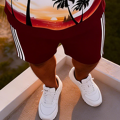 Men's Simple Vacation Big and Tall Size T-Shirt & Shorts