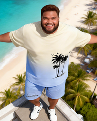 Men's Simple Vacation Big and Tall Size T-Shirt & Shorts
