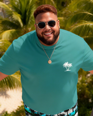 Men's Simple Vacation Big and Tall Size T-Shirt & Shorts