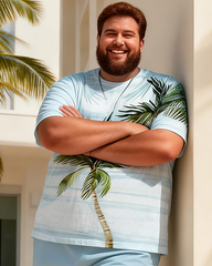 Men's Simple Vacation Big and Tall Size T-Shirt & Shorts
