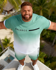 Men's Simple Vacation Big and Tall Size T-Shirt & Shorts