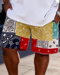 Men's Simple Vacation Big and Tall Size T-Shirt & Shorts