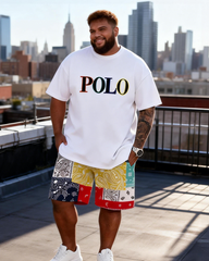Men's Simple Vacation Big and Tall Size T-Shirt & Shorts