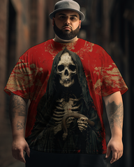 Men's Death Countdown Print Plus Size Short Sleeve T-Shirt