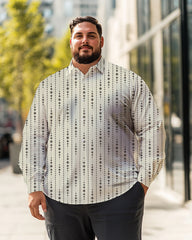 Men's Beaded Pattern Plus Size Long Sleeve Shirt , Button Down Shirt