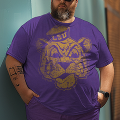 Men's Big Logo Louisiana State University Plus Size T-Shirt Set, Men's Sports Style Suit