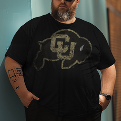 Men's Big Logo University of Colorado Boulder Plus Size T-Shirt Set, Men's Sports Style Suit