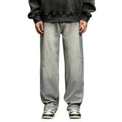 Tall Men's garment washed straight leg jeans