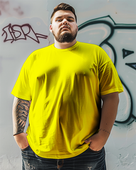 T-shirt et short basiques à col ras du cou jaune grande taille pour hommes,