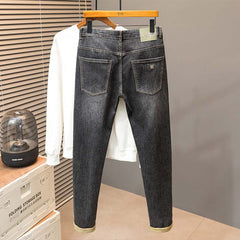 Lockere Stretch-Winterjeans für Herren in Übergröße, klassische minimalistische Jeans