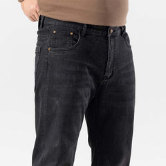 Plus Size Men's Stretched Winter Jeans , Wide-Leg Jeans , Embossed Jeans