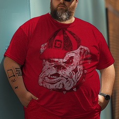 Men's Big Logo University Of Georgia Plus Size T-Shirt Set, Men's Sports Style Suit