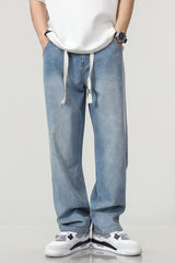 Tall Men's light washed straight leg jeans wide leg jeans