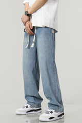 Tall Men's light washed straight leg jeans wide leg jeans
