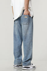 Tall Men's light washed straight leg jeans wide leg jeans