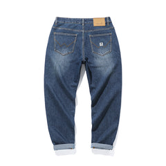 Gerade, lockere, elastische Jeans für Herren in Übergröße, Baggy-Stretch-Jeans