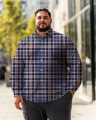 Men's Checkered Plus Size Long Sleeve Shirt , Button Down Shirt