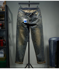 Plus Size Men's Casual Loose Solid Straight Leg Jeans ,Hip Hop Jeans