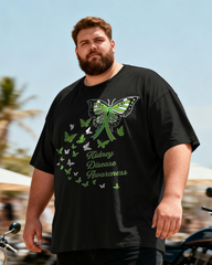 Men's Kidney Disease Awareness Green Ribbon Butterfly Big & Tall Short Sleeve T-Shirt