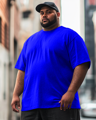 Herren Basic Blau Rundhals T-Shirt & Short Übergröße,
