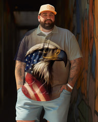 Men's American Eagle American Flag Graphic Short Sleeve Polo Shirt Casual Work T Short Lightweight Golf Shirt