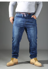 Plus size Men's ribbed waistband jeans
