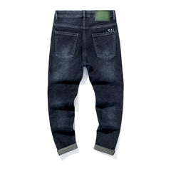 Plus Size Men's Loose Textured Winter Jeans,Minimalist Jeans