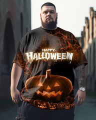 Men's Trick Or Treat Halloween Funny Pumpkin Happy Halloween Plus Size T-Shirt