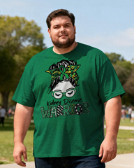 Men's Kidney Disease Warrior Messy Bun Green Ribbon Big & Tall Short Sleeve T-Shirt