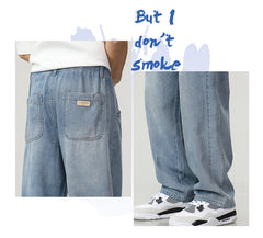 Tall Men's light washed straight leg jeans wide leg jeans