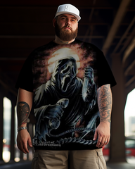 Men's Halloween Ghostface With Knife Plus Size T-Shirt Vintage Scream Shirt