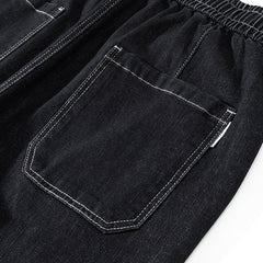 Jean en denim à taille élastique avec cordon de serrage pour homme, pantalon sarouel ample, pantalon en denim de printemps, grande taille