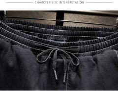 Plus Size Men's Winter Elastic Waist Stretch Taper Jeans