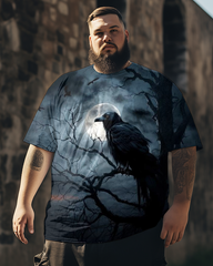 Men's Crow Dark Gothic Halloween Art Print Plus Size T-Shirt