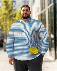 Men's Water Ripple stripes Plus Size Long Sleeve Shirt , Button Down Shirt