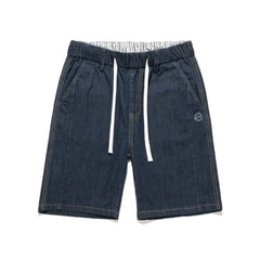 Plus Size Men's Elastic Waist Drawstring Denim Shorts, Knee Jeans