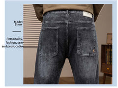 Plus Size Men's Stretched Winter Jeans,Wide-Leg Jeans