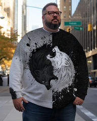 Men's Wolf colour blocking Plus Size Sweatshirts