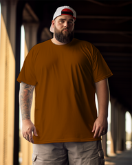 Herren Basic Coffee Rundhals T-Shirt und Shorts in Übergröße,