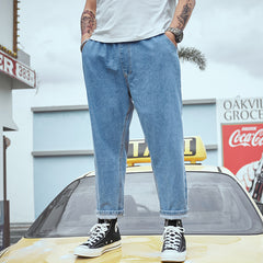 Plus Size Men's Baggy Hip Hop , Wide Leg Skater Denim Pants , Ankle Jeans , Old Man Pants