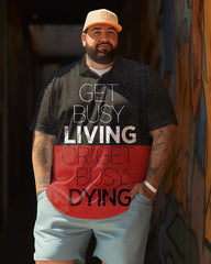 Men's Black and Red Colorblocked Letter Print Short Sleeve Polo Shirts, Summer Vacation Casual Shirts , Round Neck Shirt