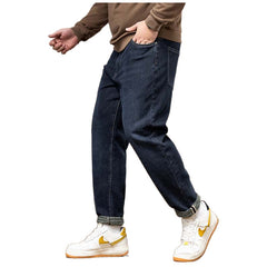 Lockere Stretch-Winterjeans für Herren in Übergröße, klassische minimalistische Jeans