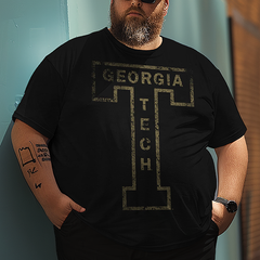 Ensemble de t-shirt Georgia Tech grande taille pour hommes avec grand logo, costume de style sportif pour hommes