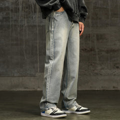 Tall Men's garment washed straight leg jeans