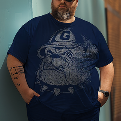 Men's Big Logo Georgetown University Plus Size T-Shirt Set, Men's Sports Style Suit